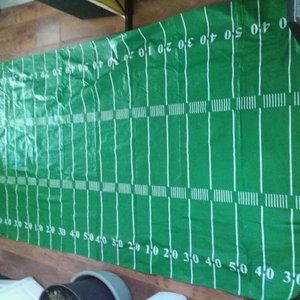 Tablecloth Vinyl Football Themed Vinyl Green/White  large